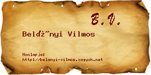 Belányi Vilmos névjegykártya
